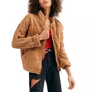 Free People Dolman Quilted Knit Jacket Toasted Coconut